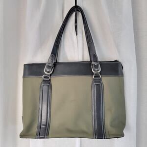 Franklin Covey Laptop Work Business Briefcase Tote Bag Purse Olive Black Nylon